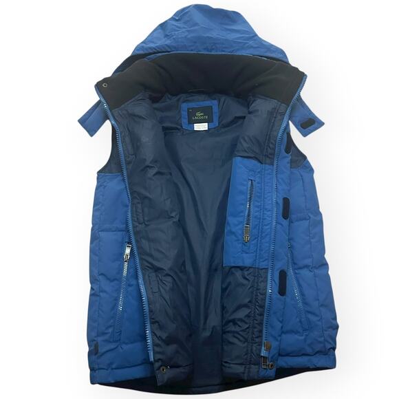 LACOSTE Blue Hooded Puffer Vest Insulated Down Feather Filled Gorpcore Warm Cozy - Picture 9 of 13